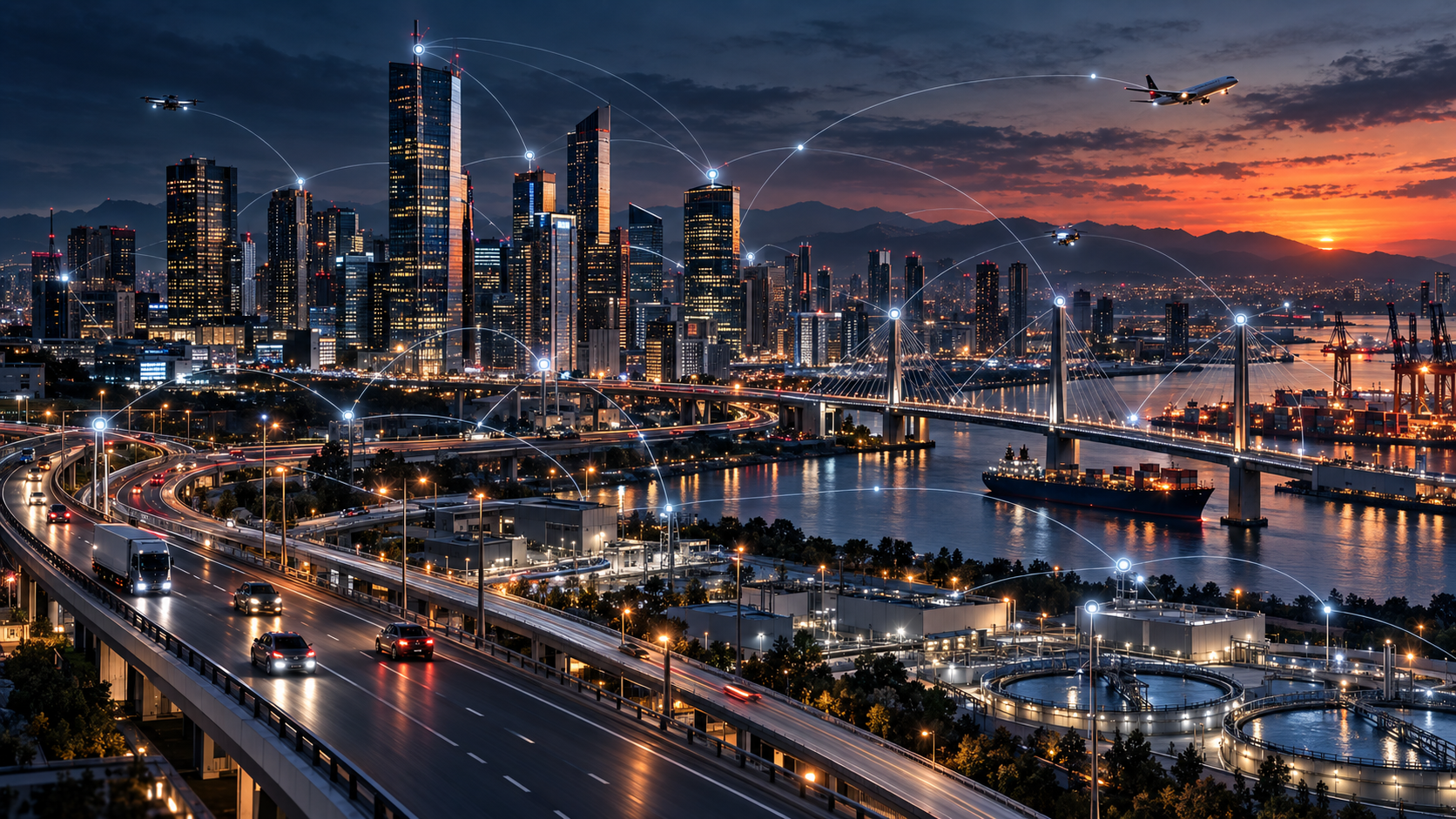 Connected city, transportation, port, and utility assets