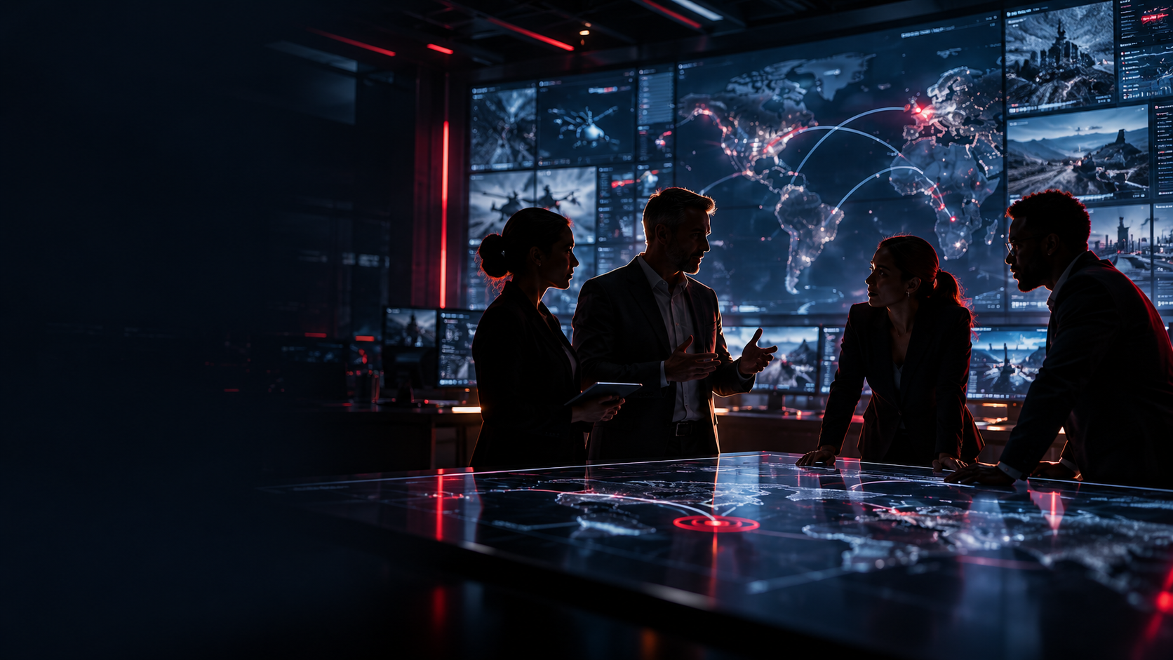 Team members discussing connected operations