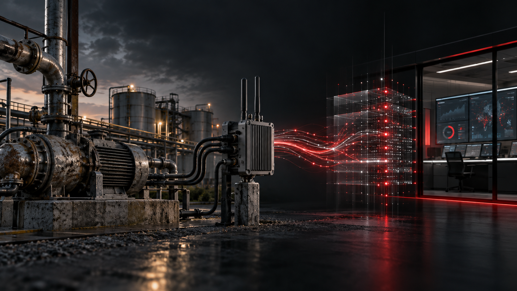 Legacy equipment connected through a gateway to governed operational insight